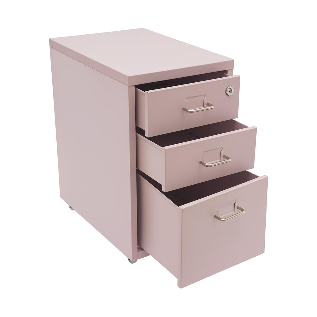 Pink 3 Drawer Metal File Cabinet with Lock U2830