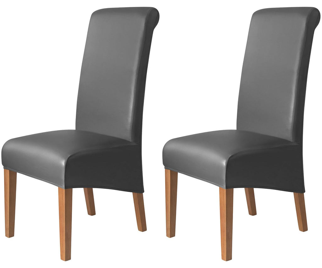 Waterproof PU Leather High Back Dining Chair Covers Set of 2 T473939