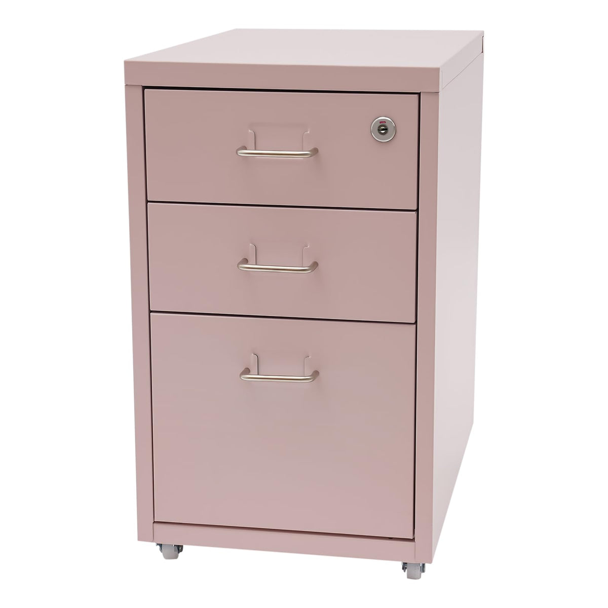 Pink 3 Drawer Metal File Cabinet with Lock U2830