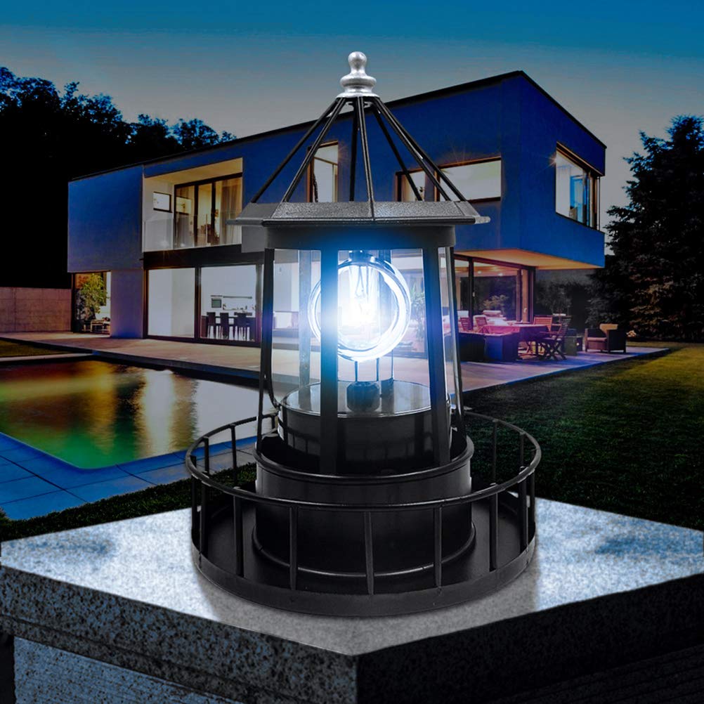 Black Solar LED Lighthouse Garden Decoration K333727