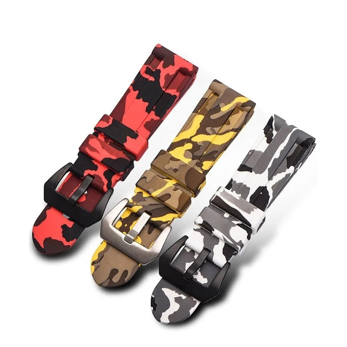 Camo Blue Grey Rubber Silicone Watch Band T7619
