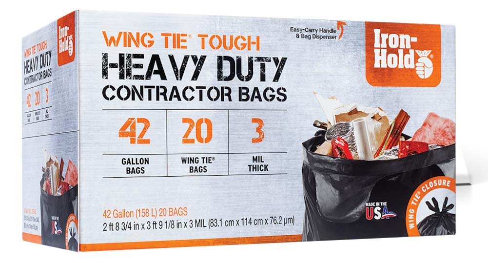 42 Gallon 20 Bags Black Heavy Duty Trash Bags G573
