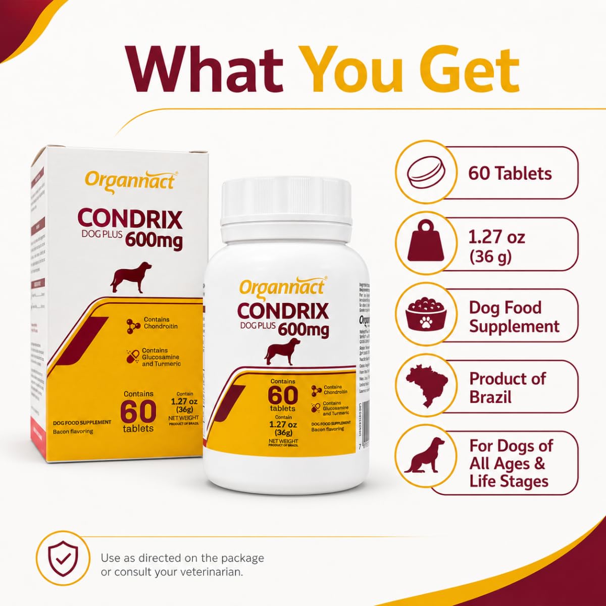 Bacon Flavored Glucosamine Chondroitin Turmeric Dog Supplement 60 Count B11832