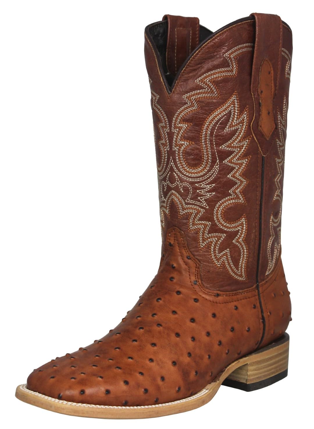 Cognac Leather Square Toe Western Cowboy Boots R5528