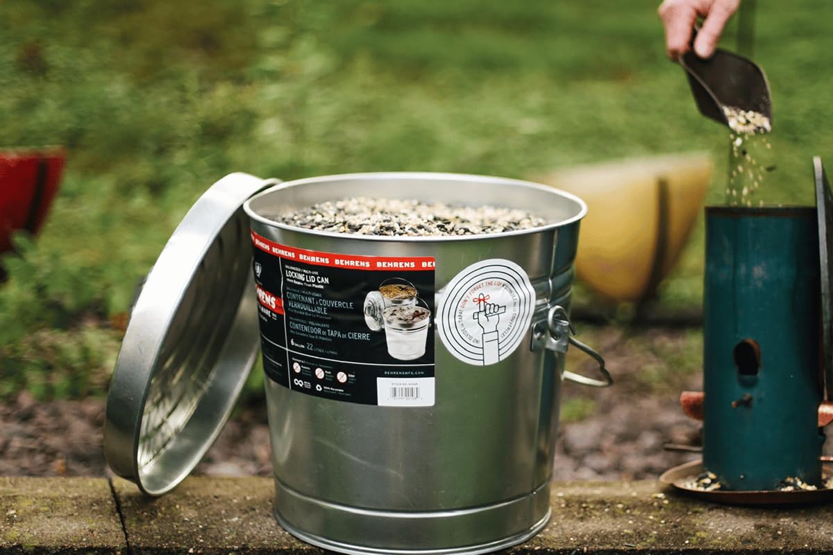 6 Gallon Galvanized Steel Storage Can or Waste Bin with Locking Lid L176204