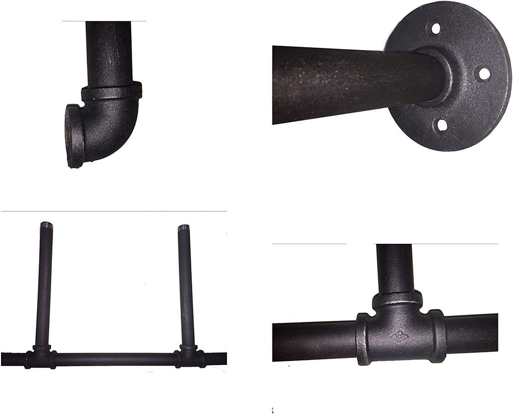 14" Deep 2Pcs Industrial Retro Wall Mount Iron Pipe Shelf J665