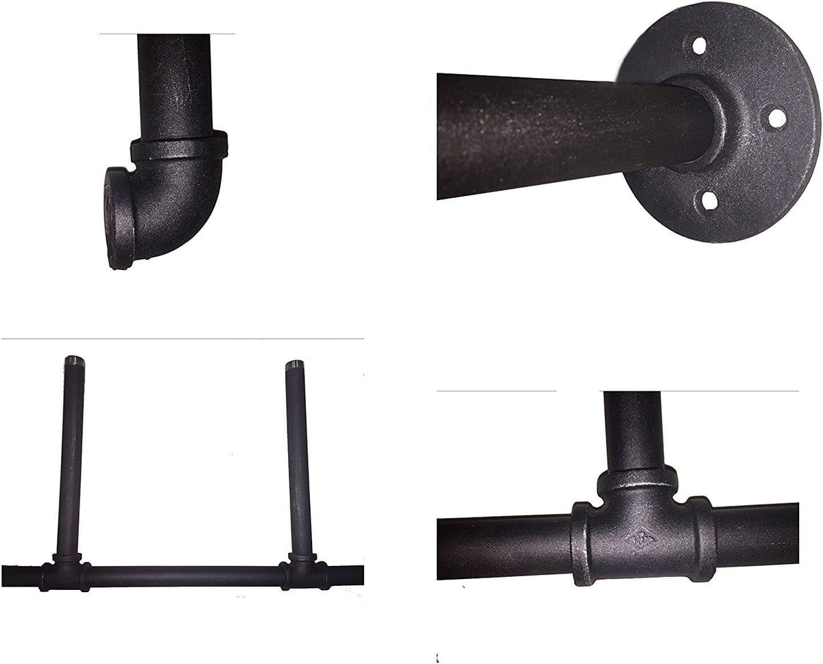 14" Deep 2Pcs Industrial Retro Wall Mount Iron Pipe Shelf J665