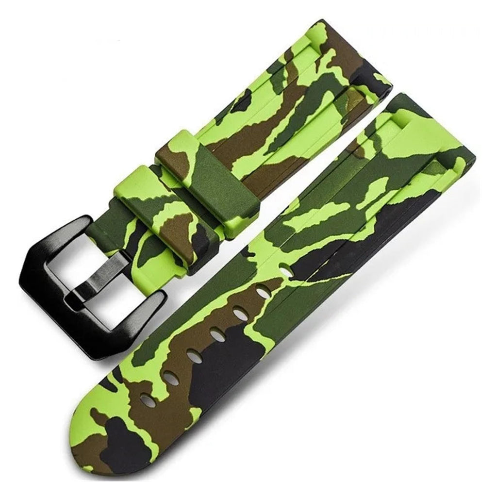 Camo Blue Grey Rubber Silicone Watch Band T7619