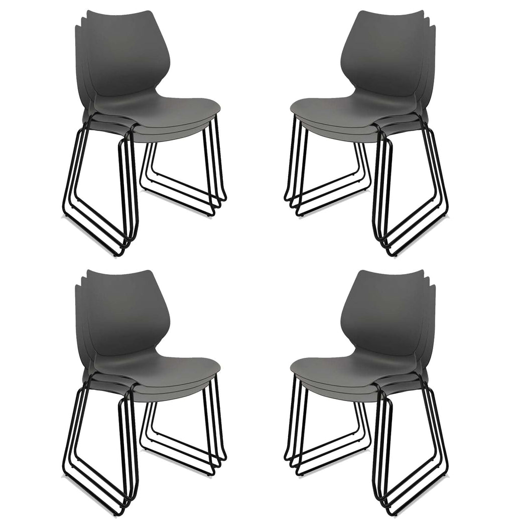 Stacking Chairs with Metal Legs Set of 12, Grey L71981