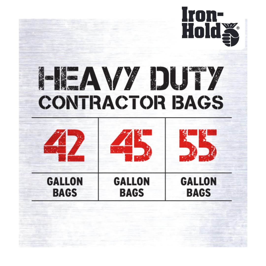 42 Gallon 20 Bags Black Heavy Duty Trash Bags G573