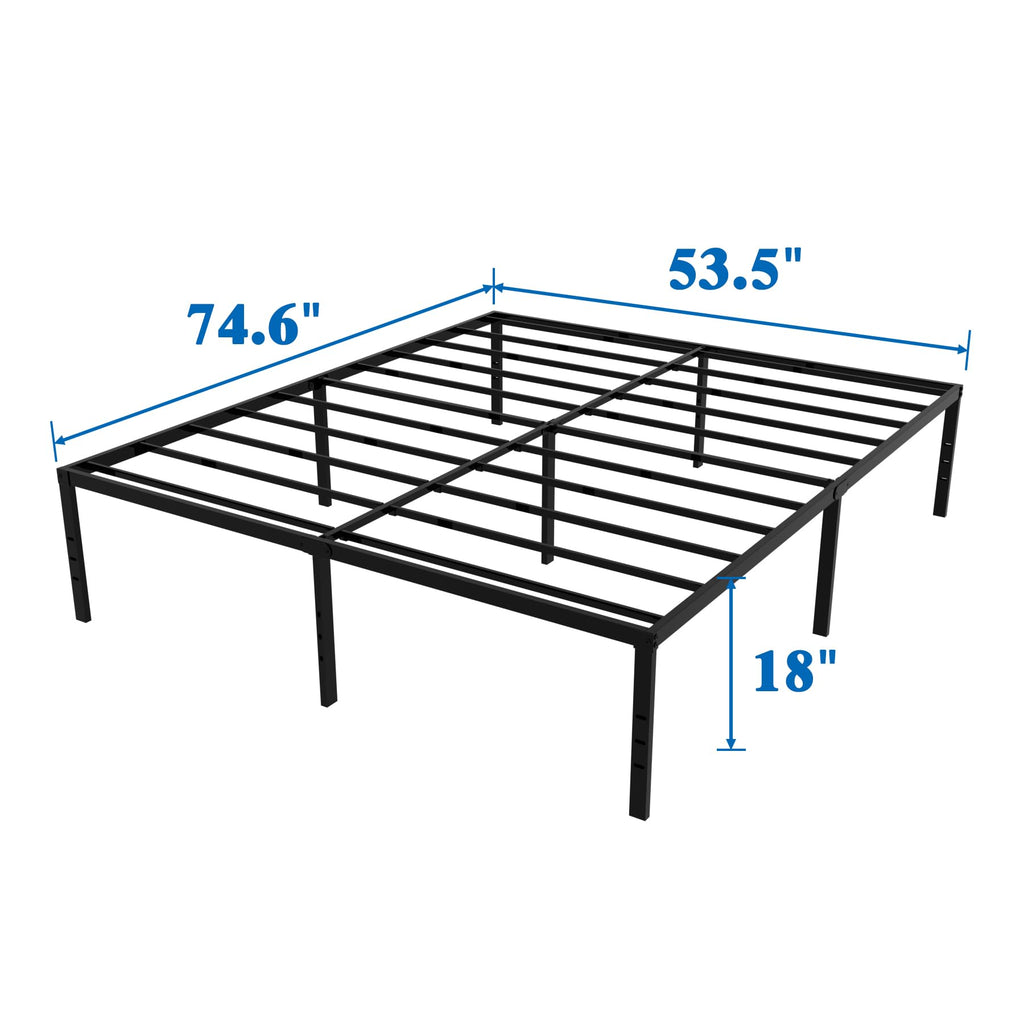 Black 18 Inch Metal Platform Full Bed Frame P7492