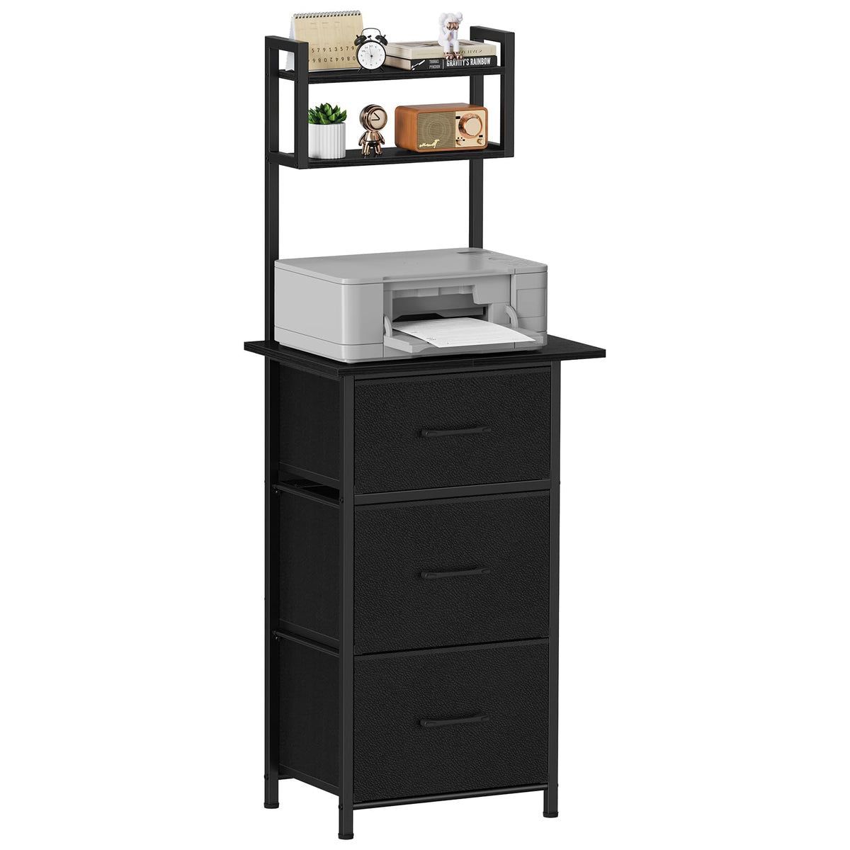 3 Drawer Tall File Cabinet with Extended Desktop, Black W638708