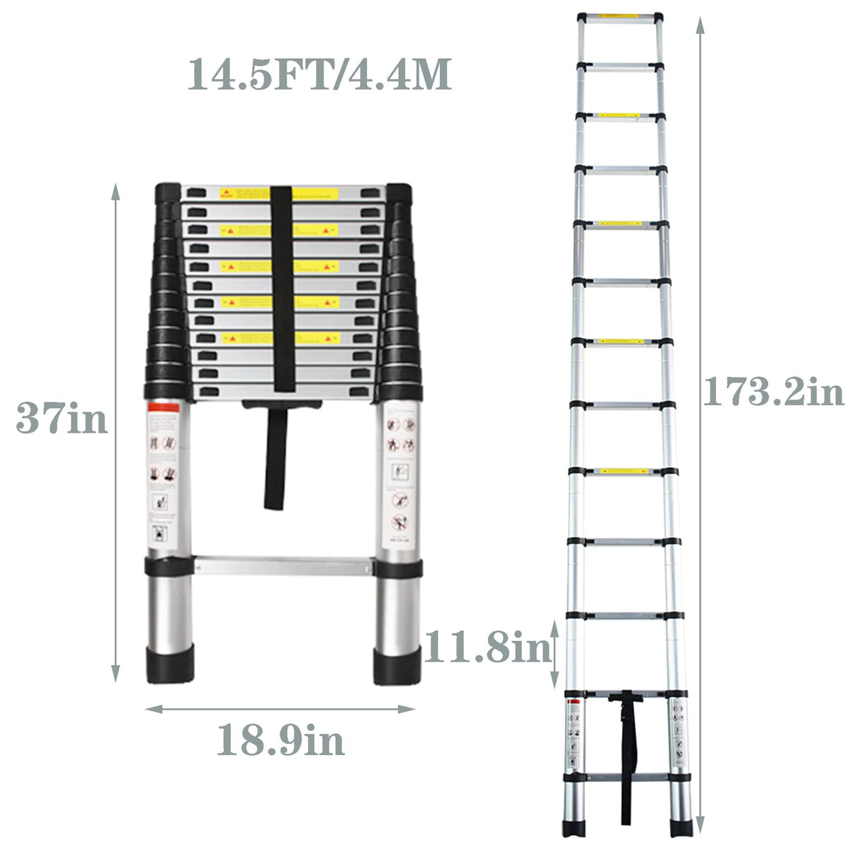 14.5 FT Aluminum Telescoping Ladder 330LB Capacity K532107