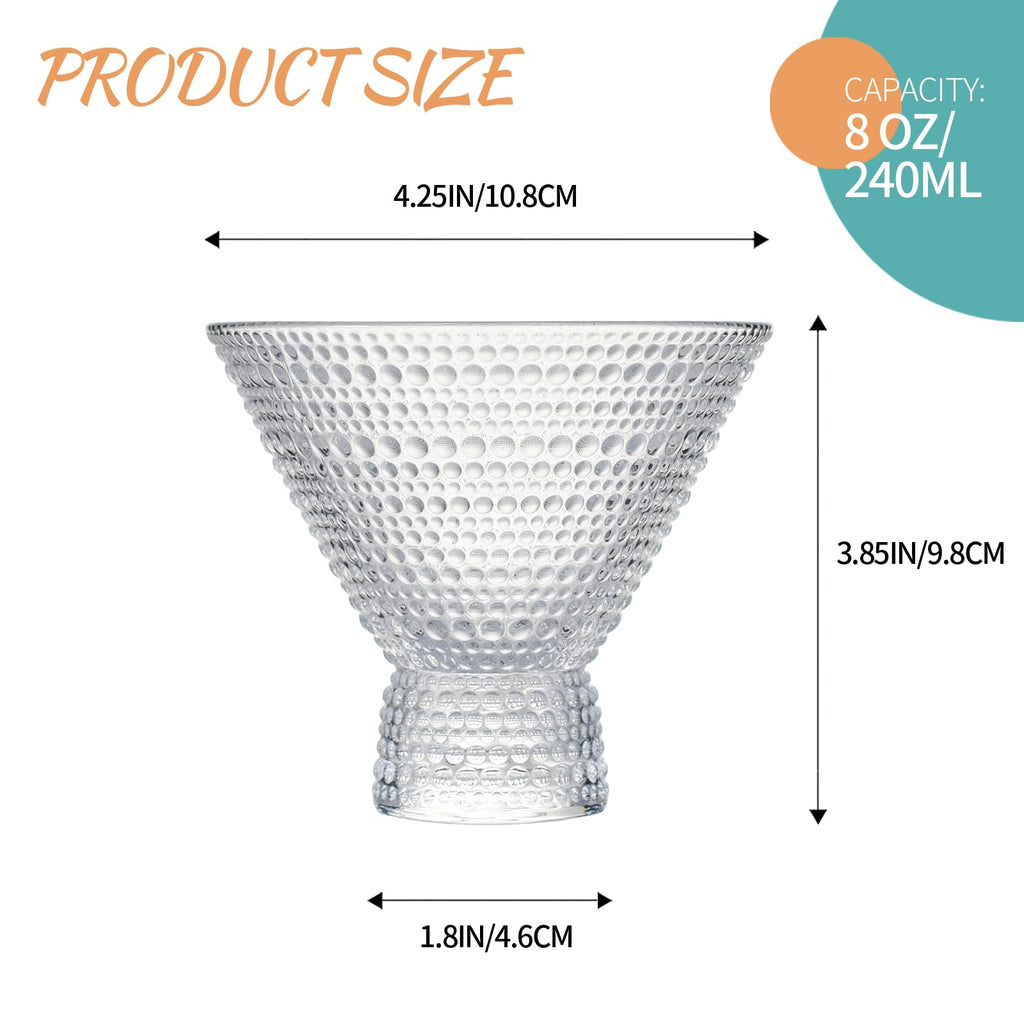 6Pcs 8.5oz Stemless Martini Glasses L510
