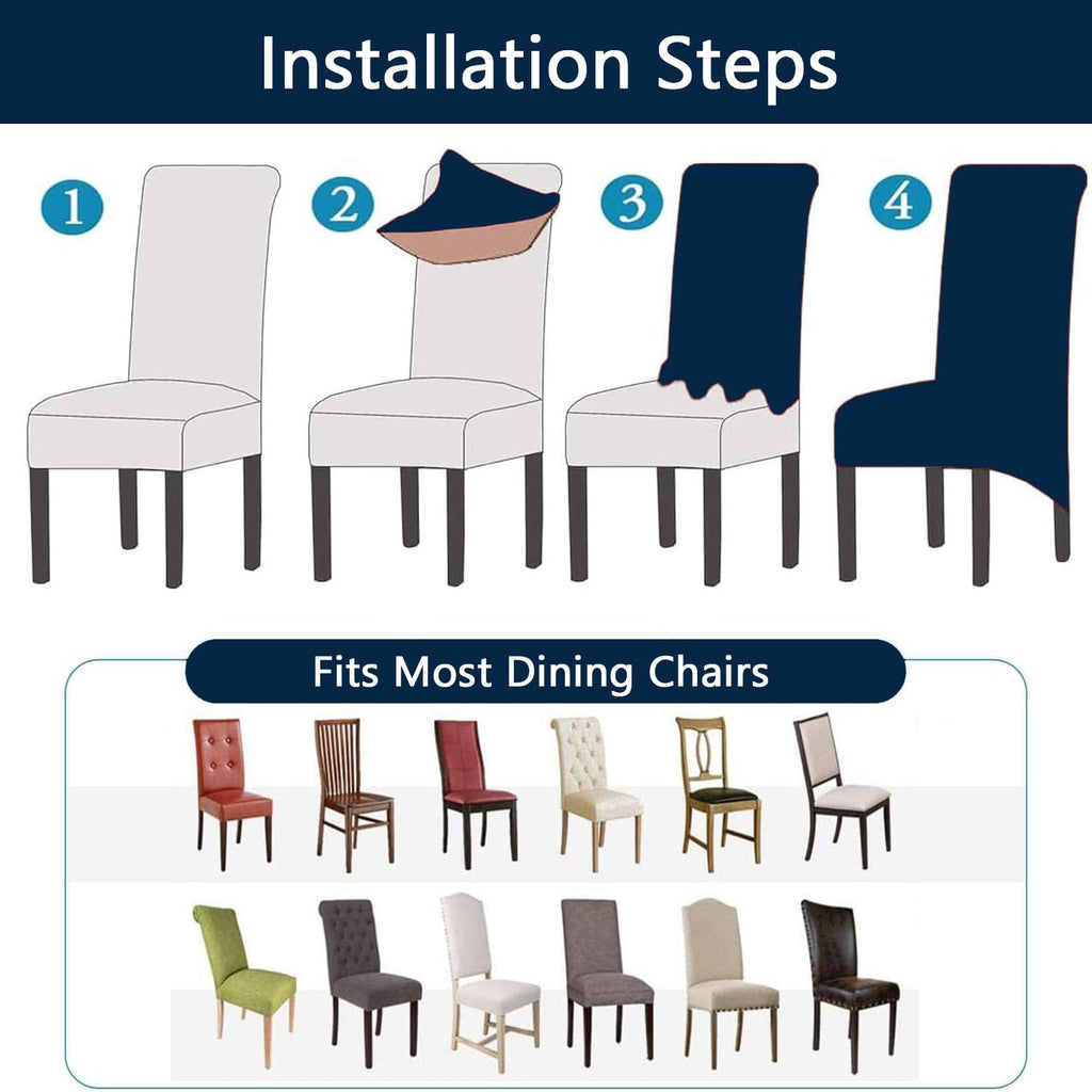 Waterproof PU Leather High Back Dining Chair Covers Set of 2 T473939
