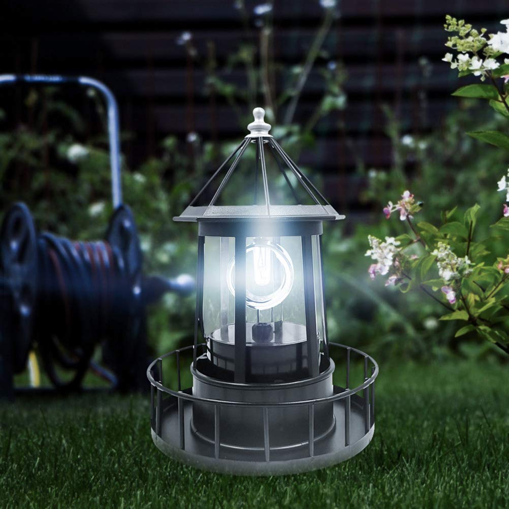 Black Solar LED Lighthouse Garden Decoration K333727