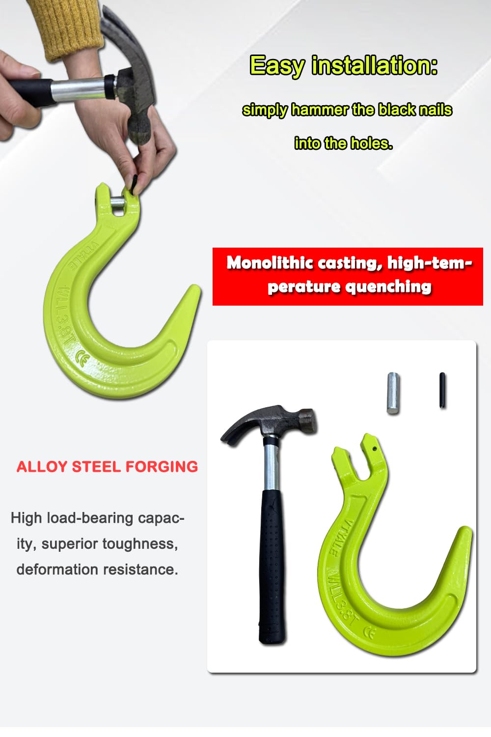 3/8" G80 Clevis Foundry Hook 4 Pack Q171