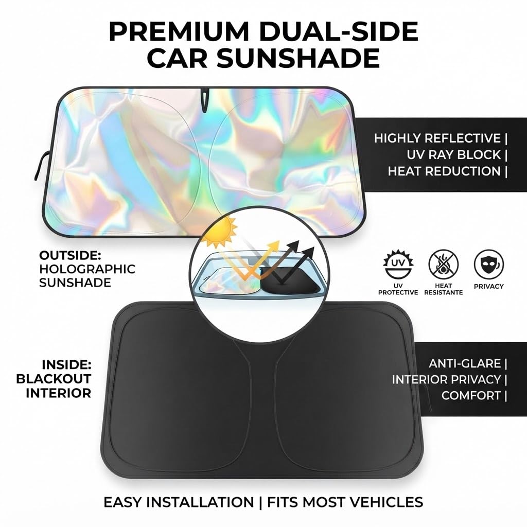 Front Window Sun Shade Foldable Reflective W763427
