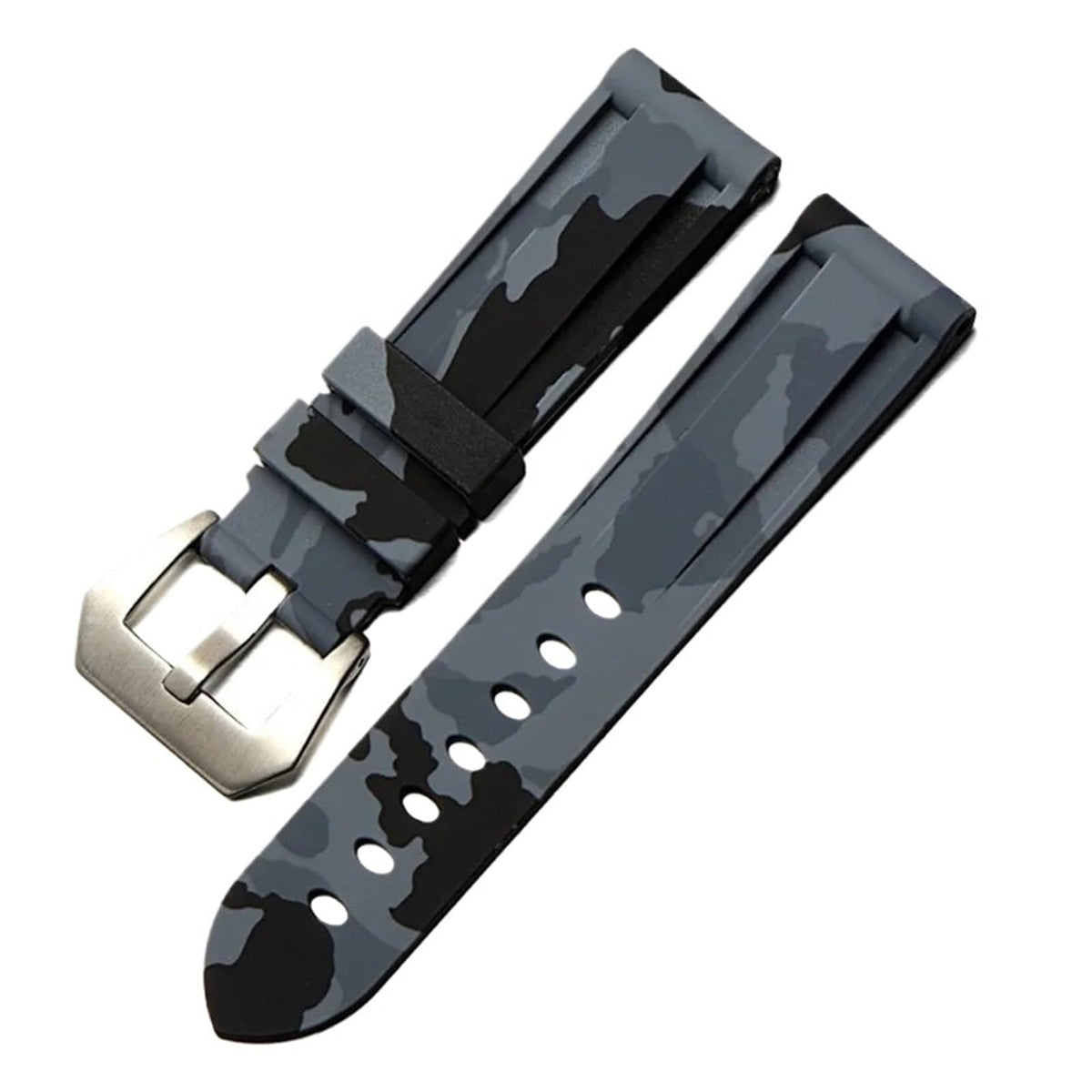 Camo Blue Grey Rubber Silicone Watch Band T7619