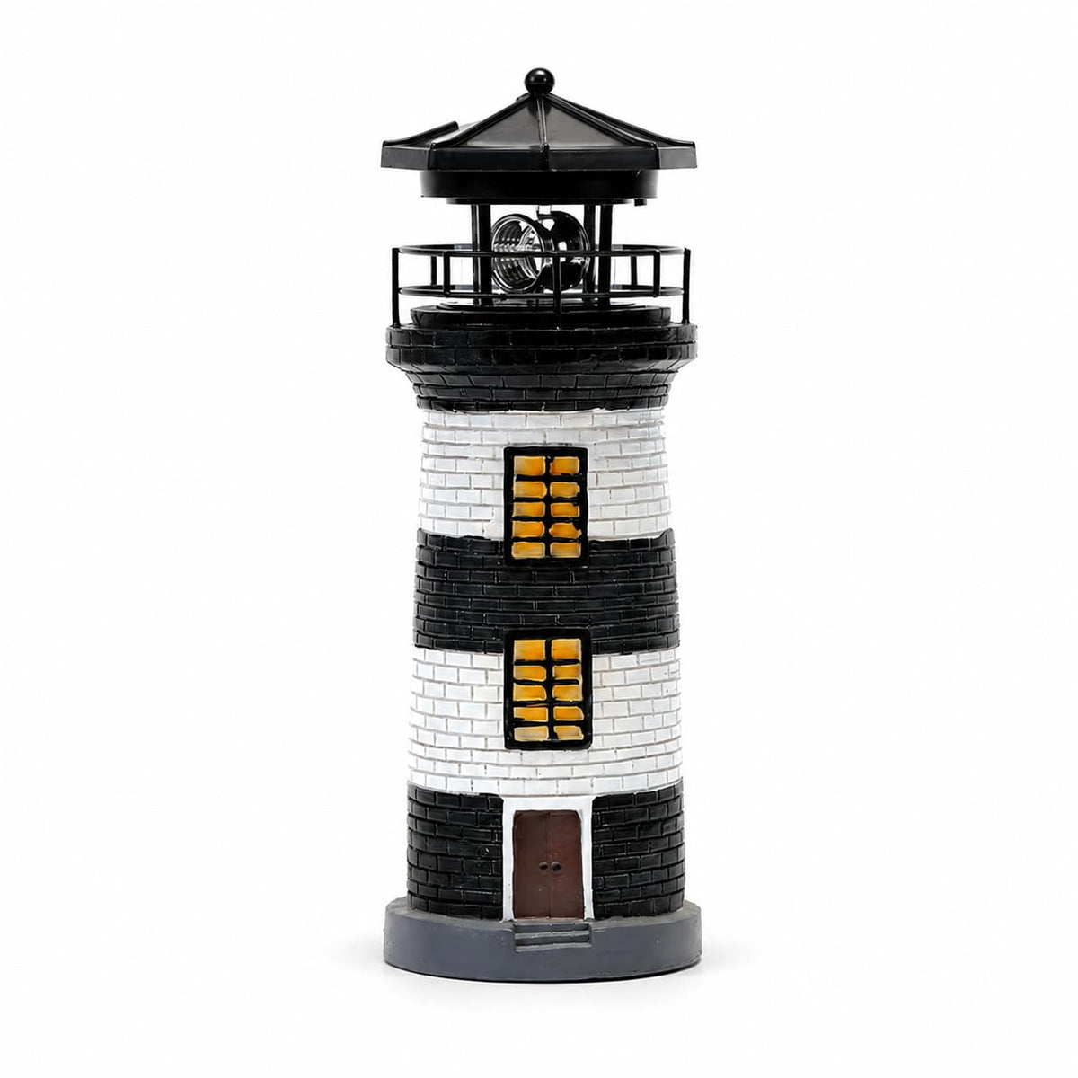 Solar Lighthouse Garden Light, Resin Outdoor Lighthouse Ornament with Rotating LED Beacon C385799