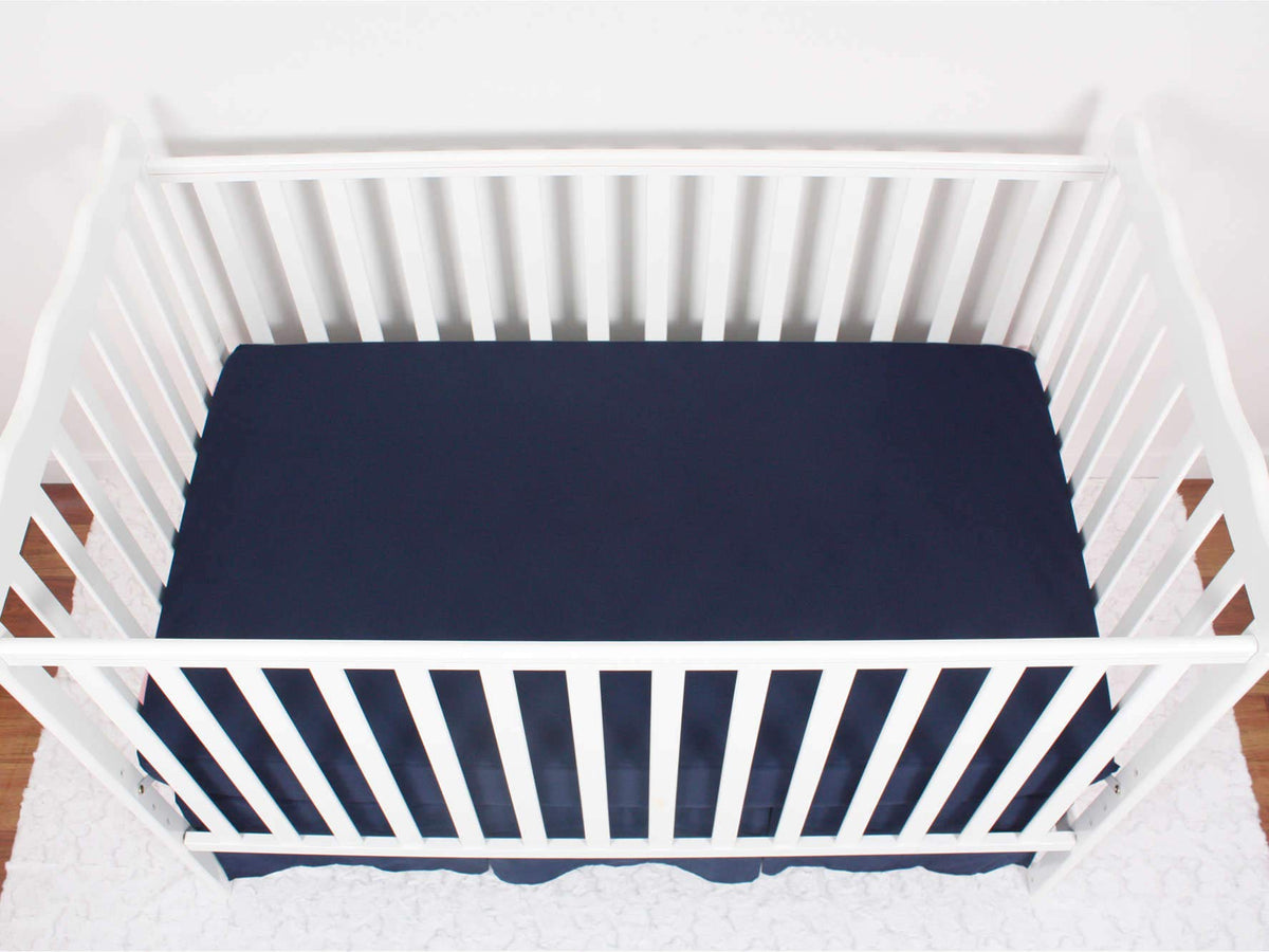 3-Pack Fitted Crib Sheets Set, 9" Deep Microfiber, Navy Blue Charcoal Gray K855