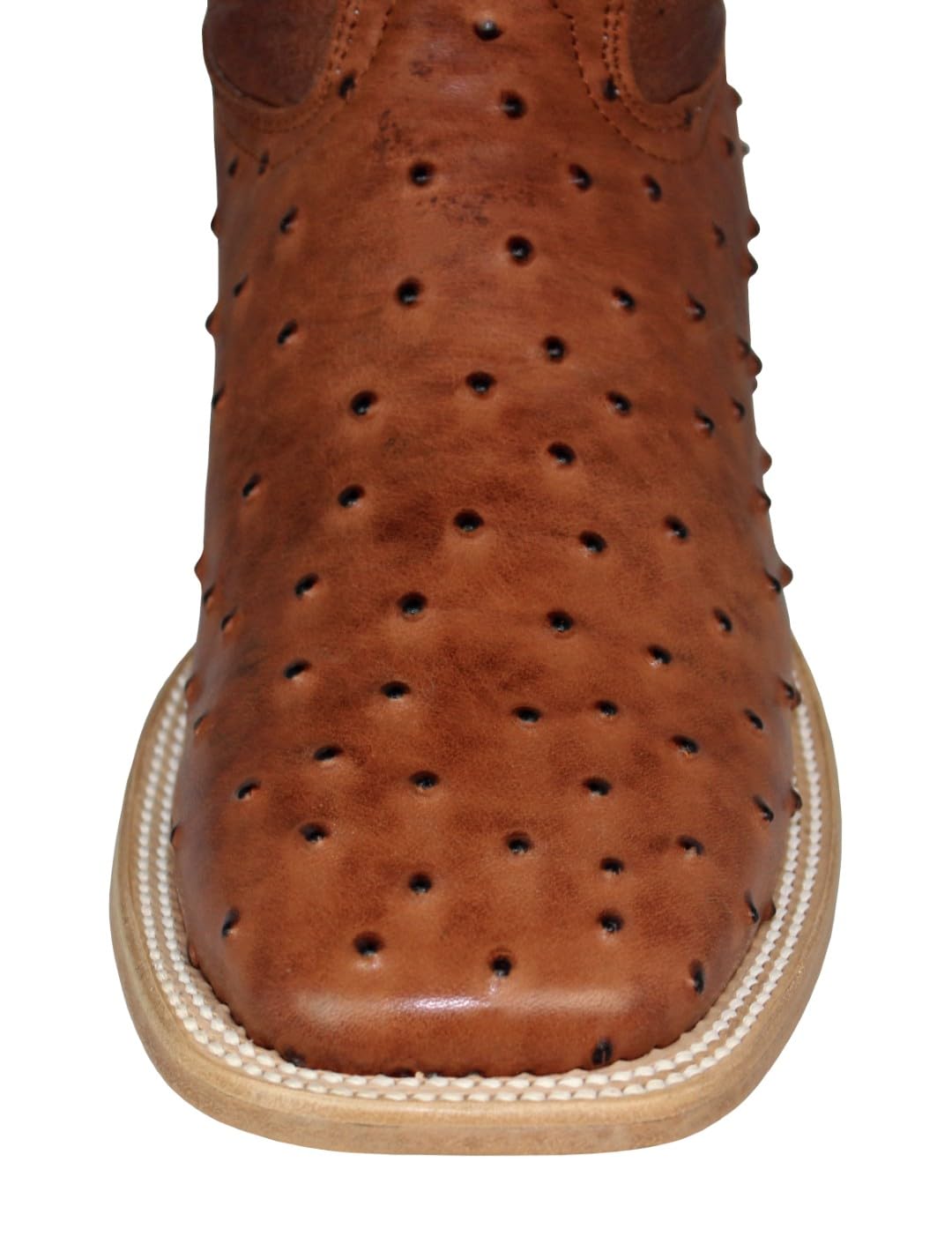 Cognac Leather Square Toe Western Cowboy Boots R5528