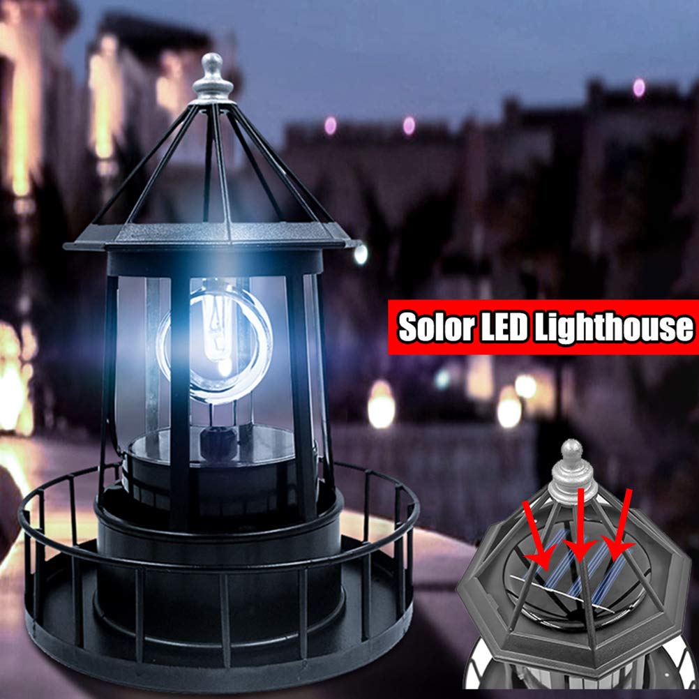 Black Solar LED Lighthouse Garden Decoration K333727