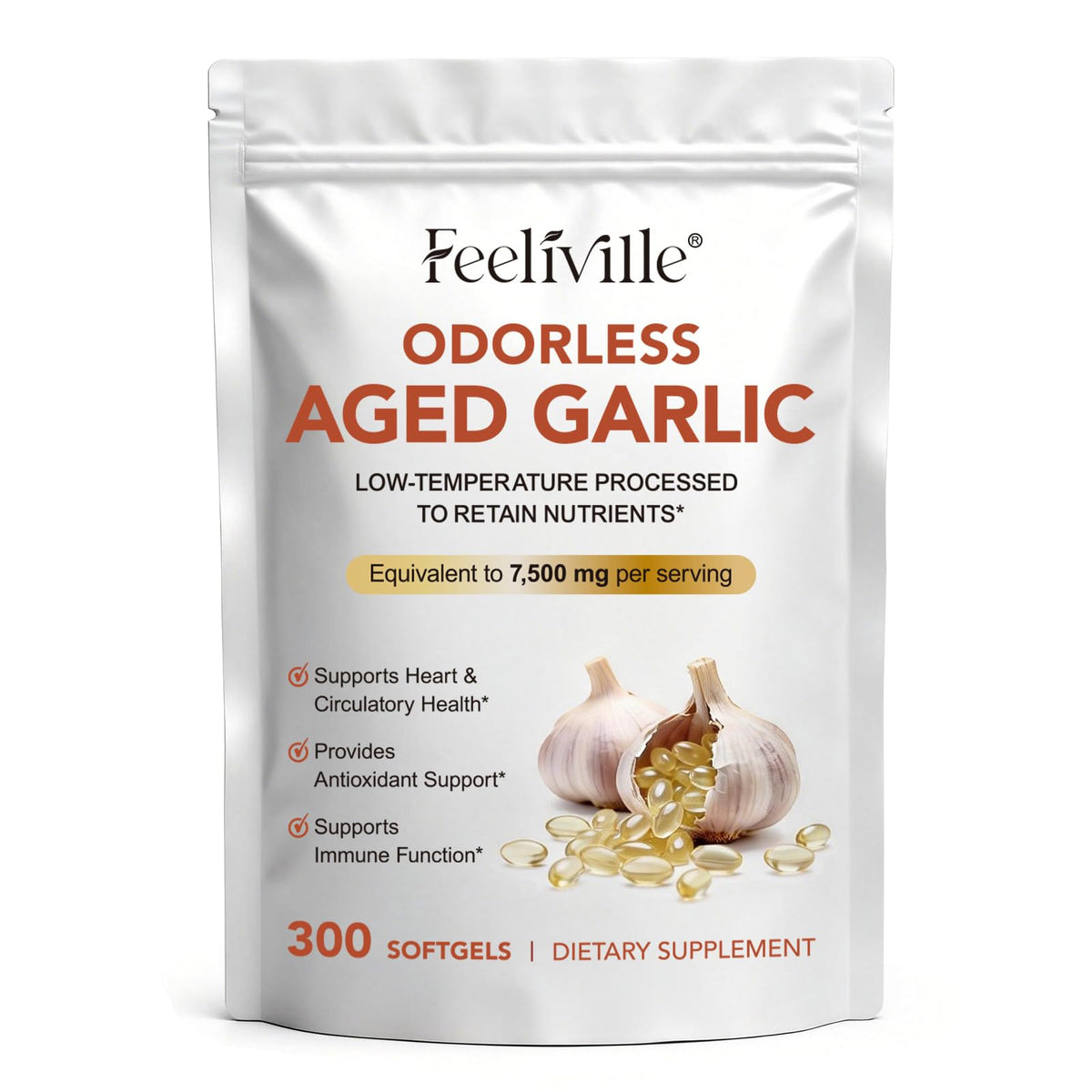 7500mg Odorless Garlic Capsules 300 Softgels W7442
