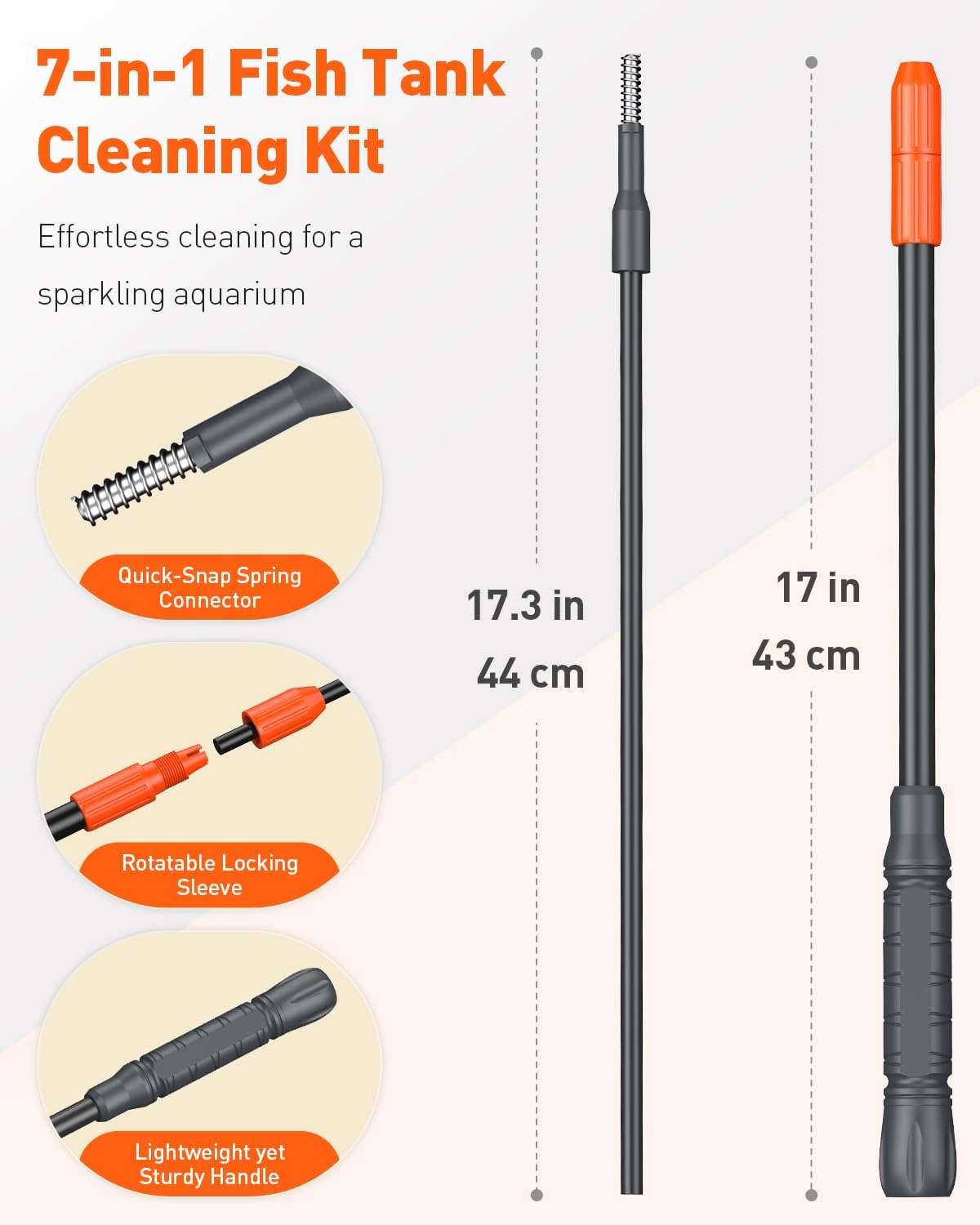 7 in 1 Aquarium Cleaning Kit with Adjustable Long Handle M305