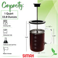 1 Liter Dishwasher Safe Borosilicate Glass French Press V415