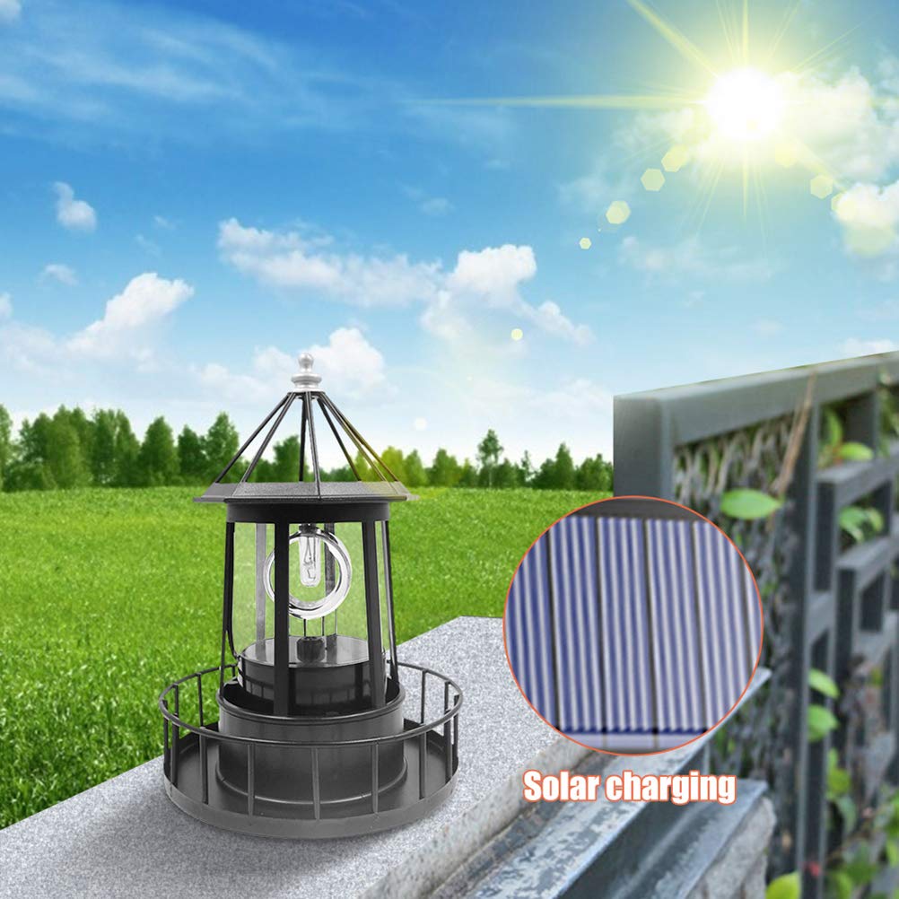 Black Solar LED Lighthouse Garden Decoration K333727