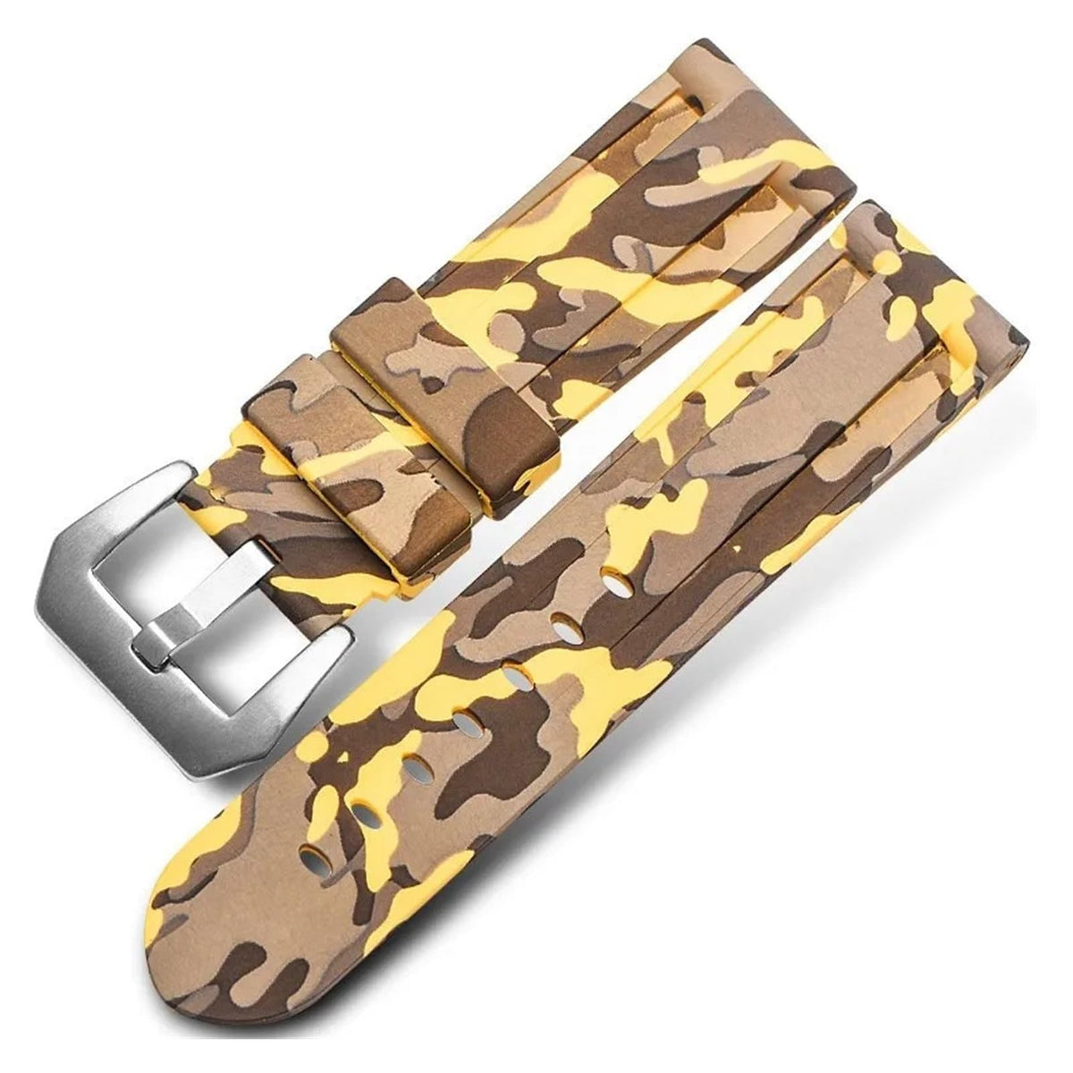 Camo Blue Grey Rubber Silicone Watch Band T7619