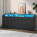 Black 9 Drawer Dresser with Power Outlet U428