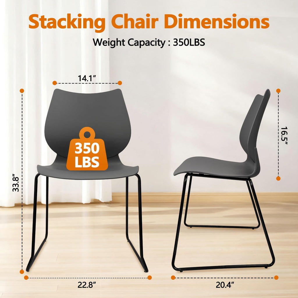 Stacking Chairs with Metal Legs Set of 12, Grey L71981