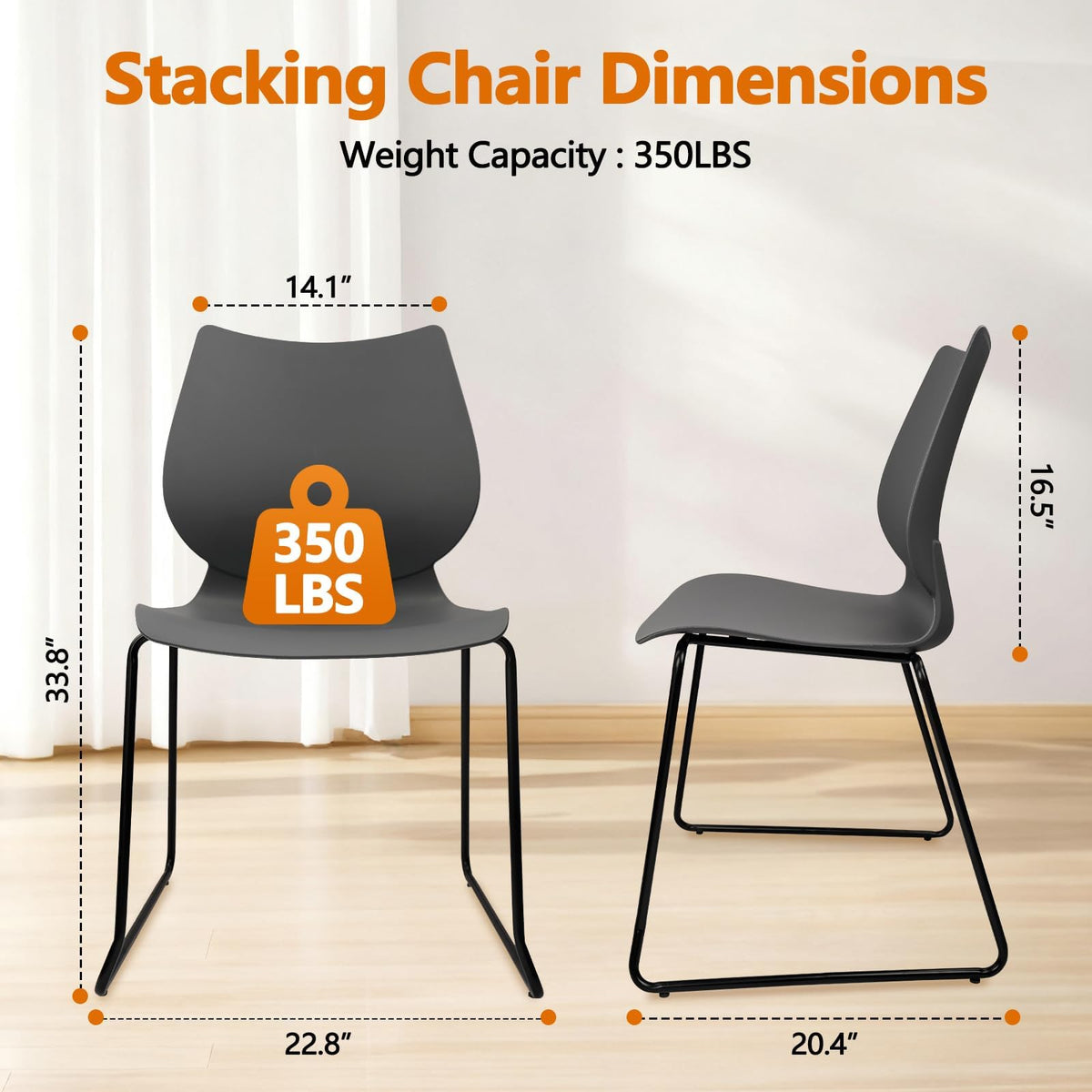 Stacking Chairs with Metal Legs Set of 12, Grey L71981