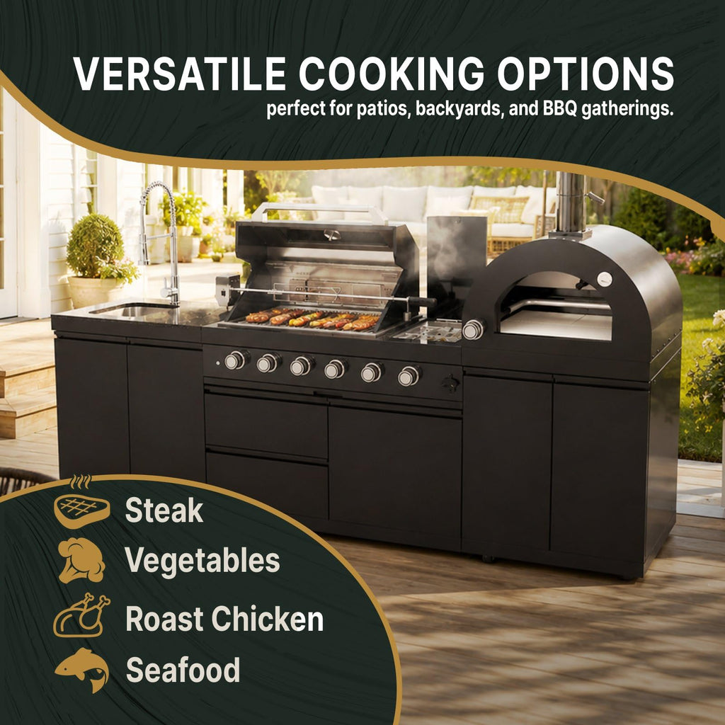 106" Propane BBQ Grill with Pizza Oven A47392