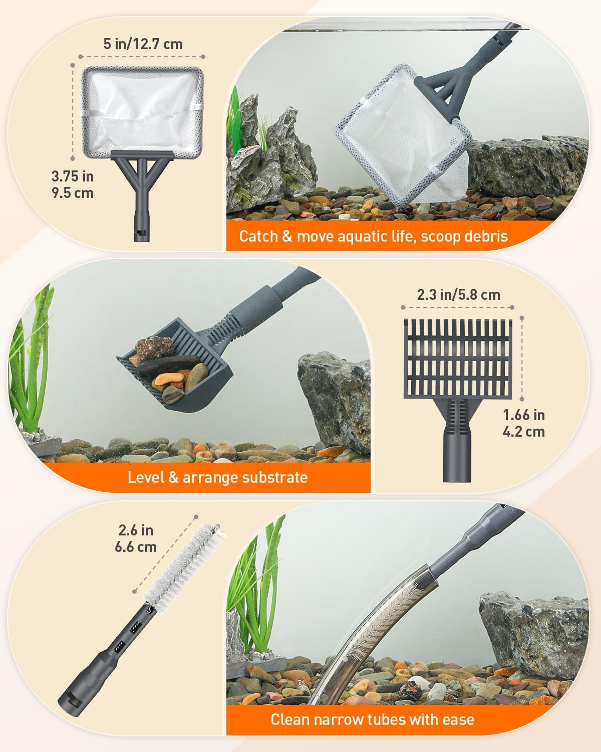 7 in 1 Aquarium Cleaning Kit with Adjustable Long Handle M305