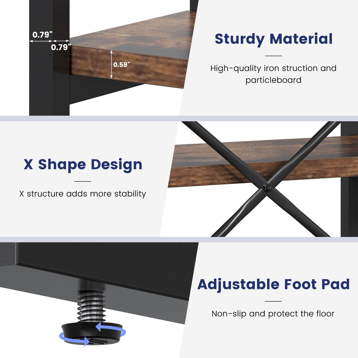 5 Tier Wood and Metal Bookshelf E53114