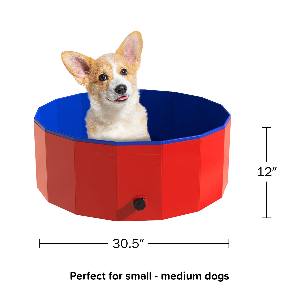 Foldable 30.5x12in PVC Dog Pool with Drain O971165