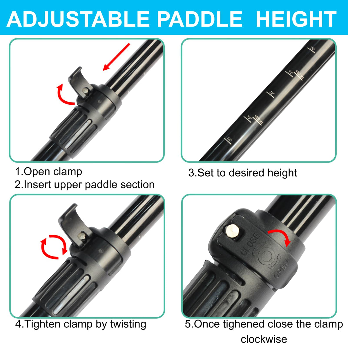 Adjustable 4-Piece Dual Blade Aluminum Paddle O4042