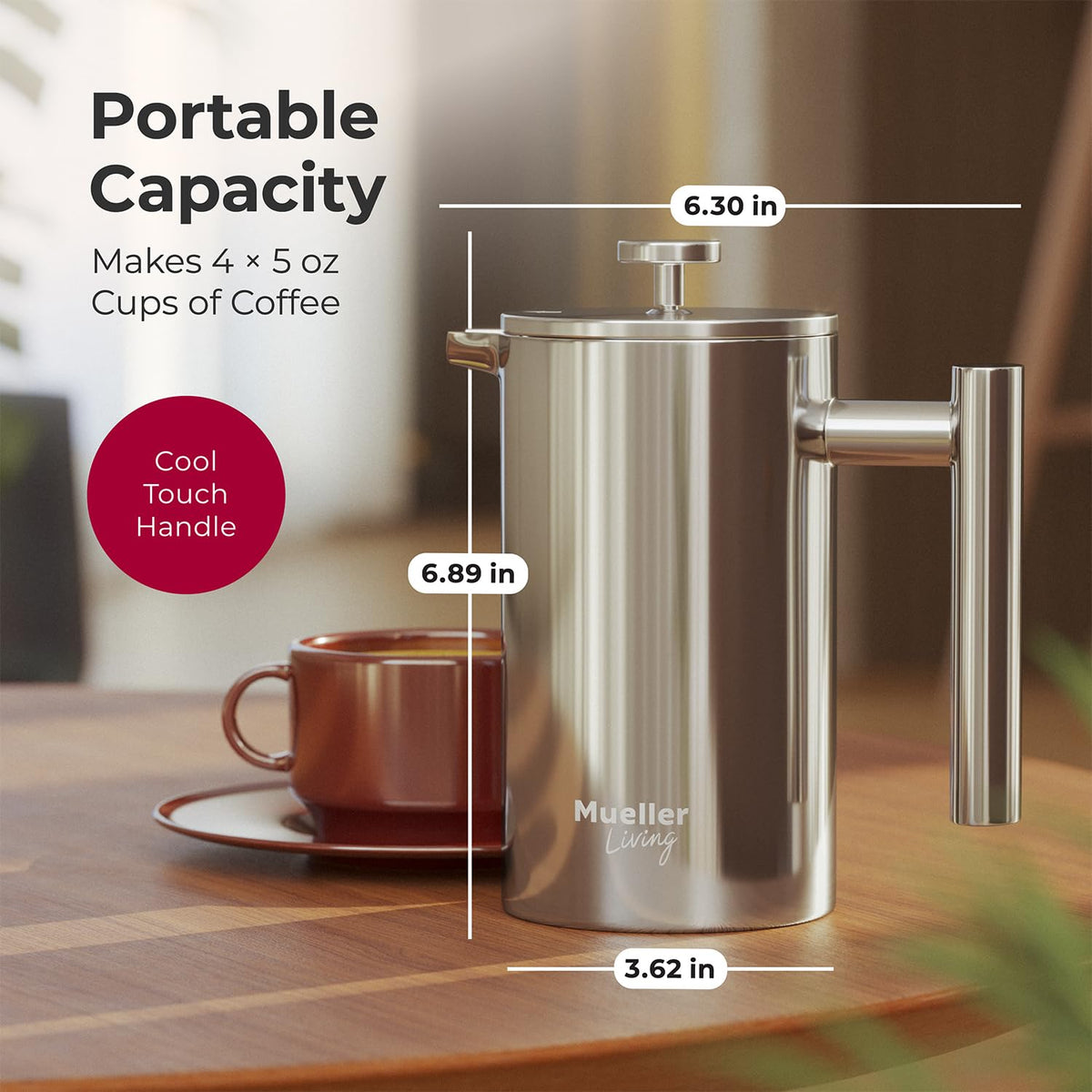 20oz Stainless Steel French Press Coffee Maker S813216