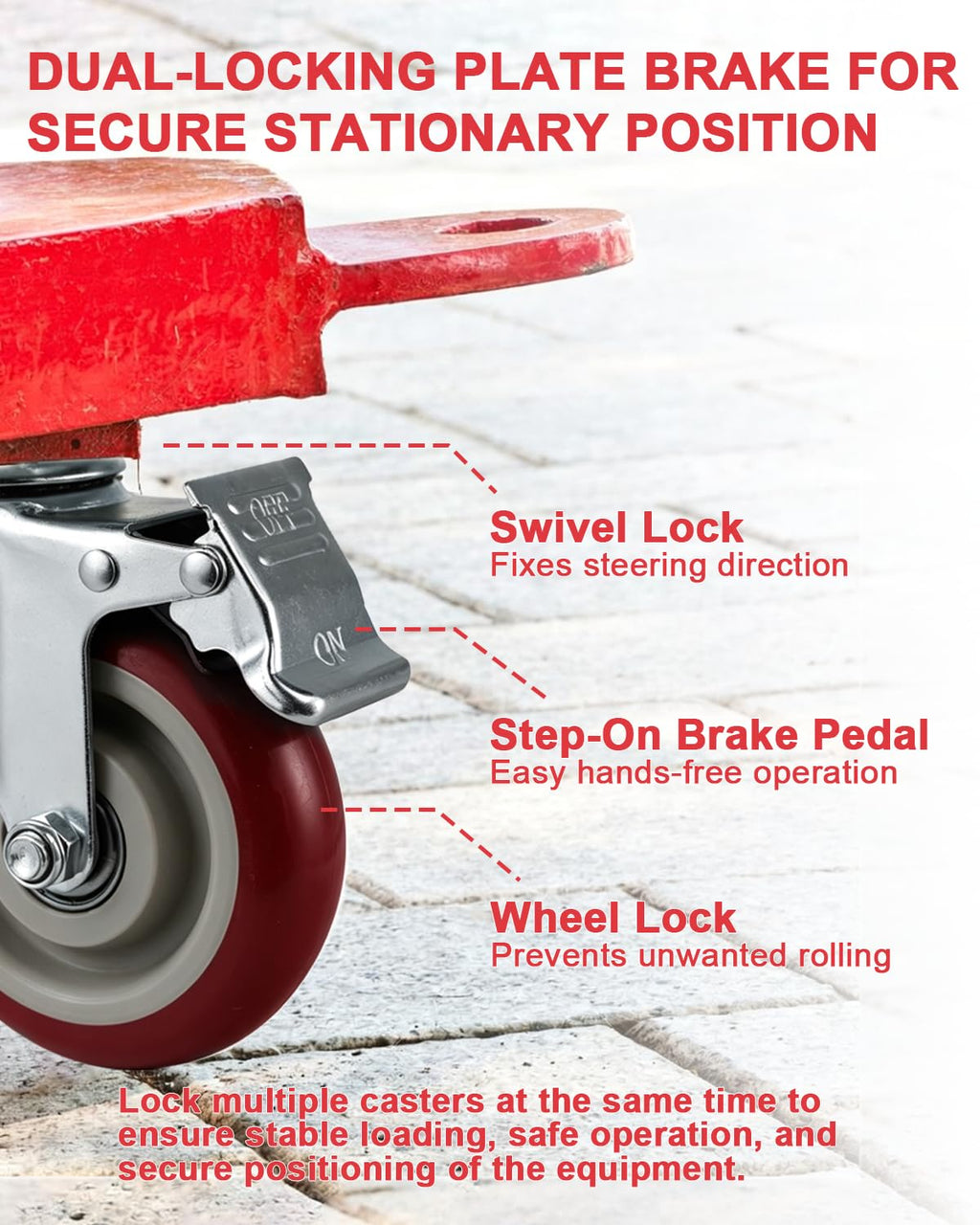 6 Pcs 4 Inch Heavy Duty Locking Swivel Plate Casters H6771