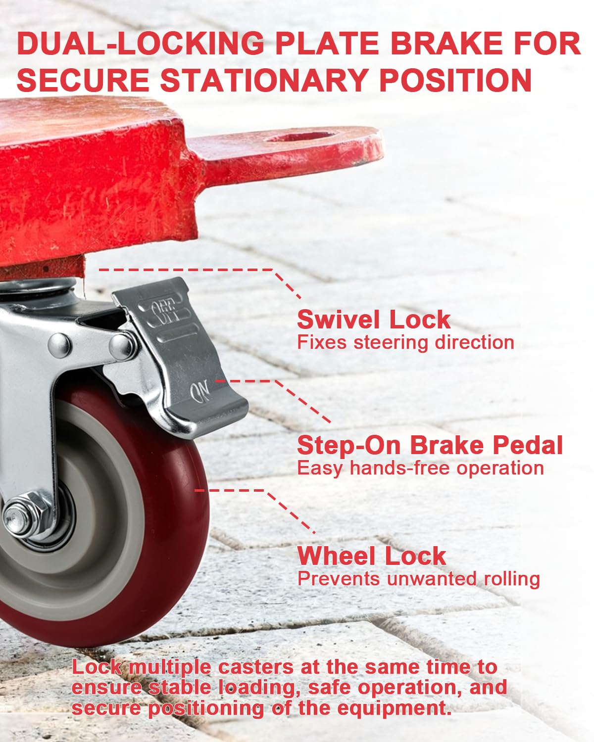 6 Pcs 4 Inch Heavy Duty Locking Swivel Plate Casters H6771