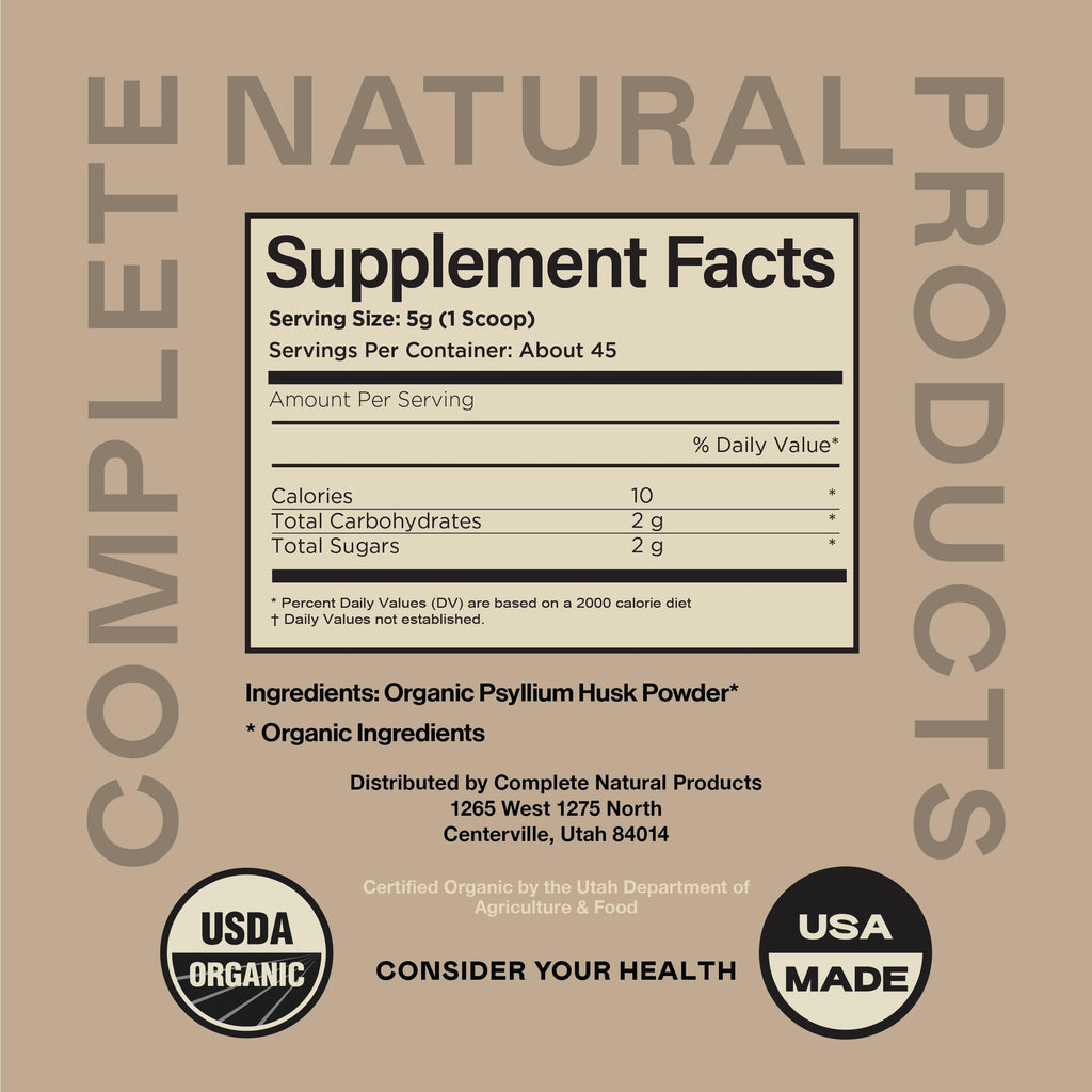 Organic Psyllium Husk Powder 10oz Unflavored Fiber Supplement S47353
