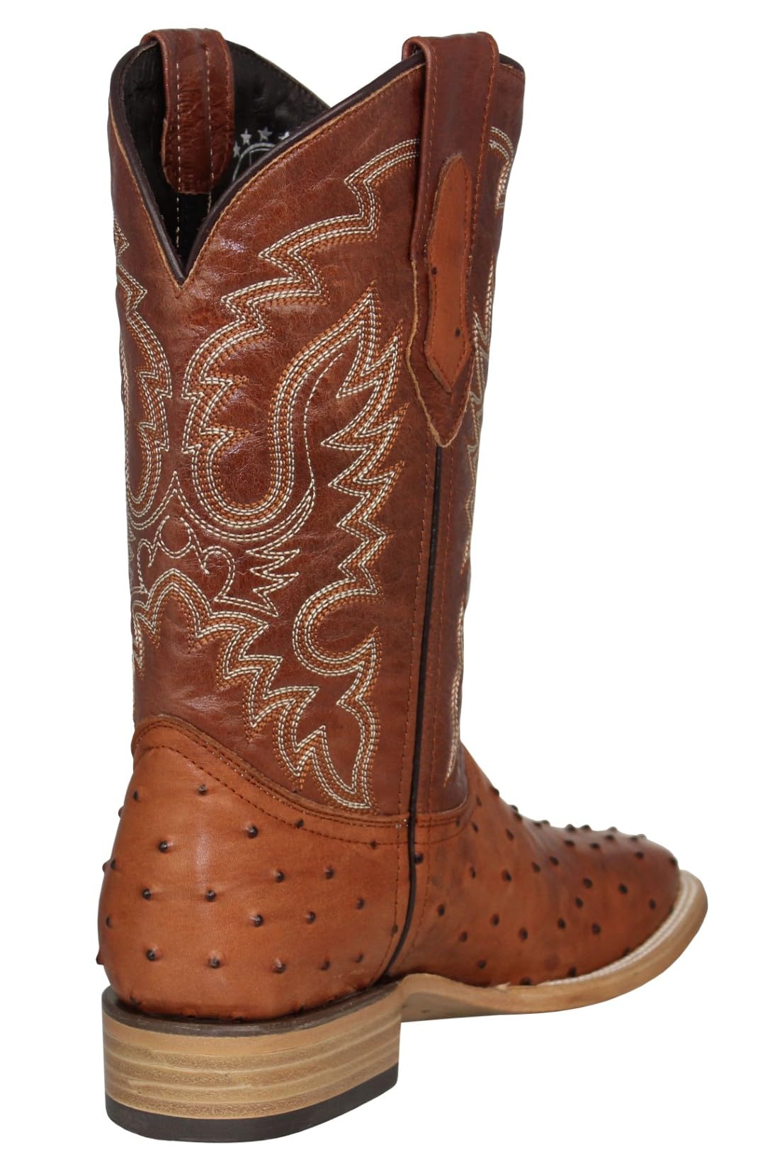 Cognac Leather Square Toe Western Cowboy Boots R5528