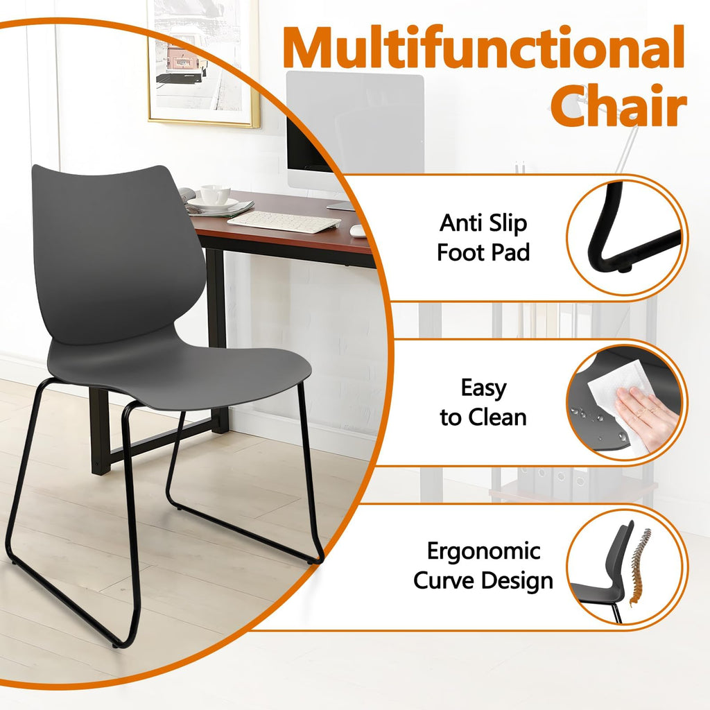 Stacking Chairs with Metal Legs Set of 12, Grey L71981