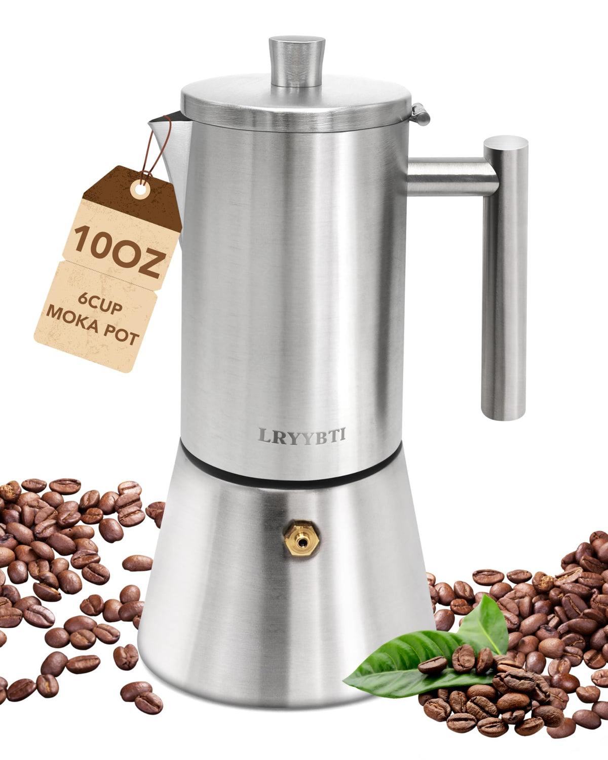 6 Cup Stainless Steel Stovetop Moka Pot B579