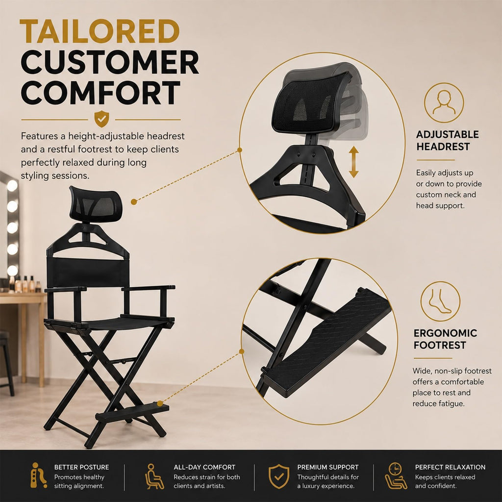 Extra Tall Aluminum Foldable Makeup Artist Chair S360375