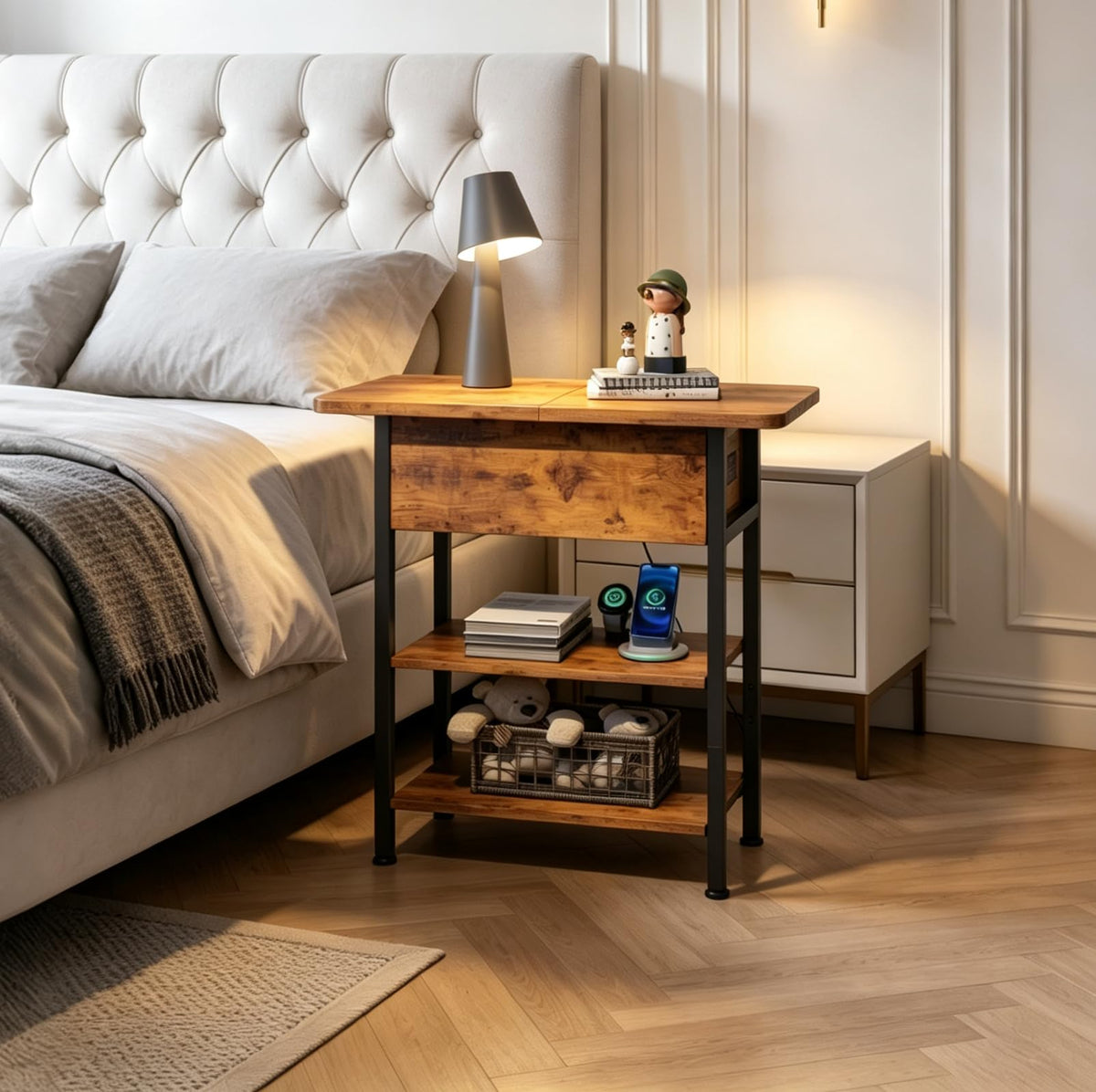 3-Tier End Table with Charging Station D473