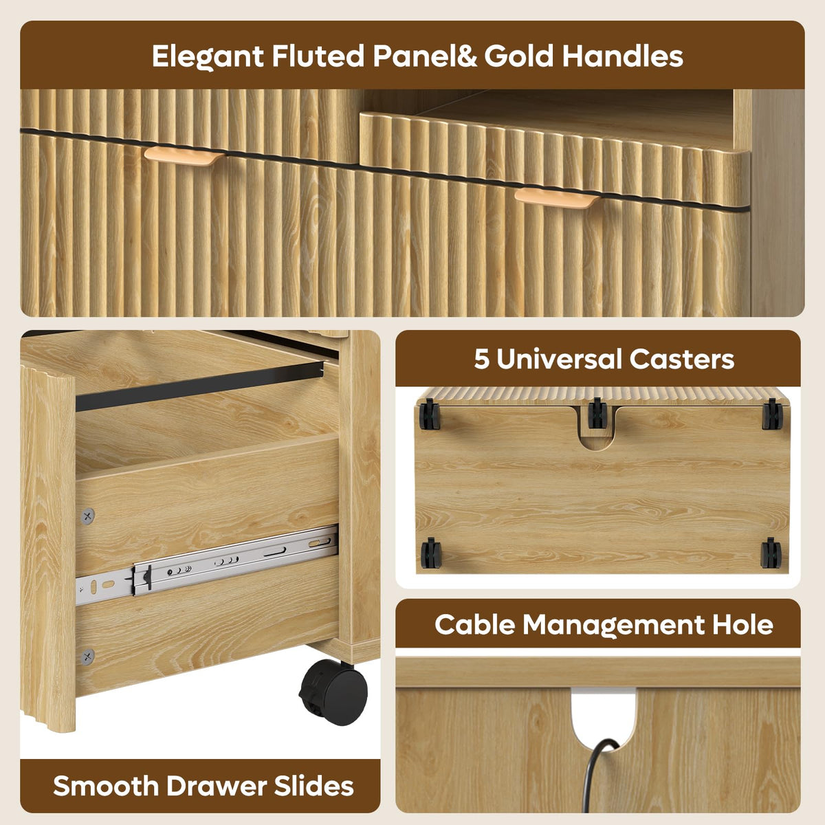 3 Drawer Wood File Cabinet K362109
